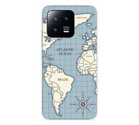 Coque en silicone imprimée compatible Xiaomi 13 Map vintage