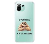Coque en silicone imprimée compatible Xiaomi Mi 11 Lite J'peux pas j'ai la flemme