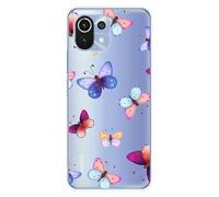 Coque en silicone imprimée compatible Xiaomi Mi 11 Papillons colorés