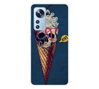 Coque en silicone imprimée compatible Xiaomi Mi 12 Mi 12X Ice cream skull blue