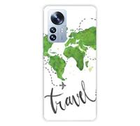 Coque en silicone imprimée compatible Xiaomi Mi 12 Pro Map Travel