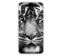 Coque en silicone imprimée compatible Xiaomi Mi 8 Pro Tigre blanc et noir