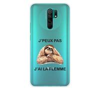 Coque en silicone imprimée compatible Xiaomi Redmi 9 J'peux pas j'ai la flemme