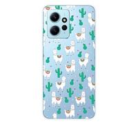 Coque en silicone imprimée compatible Xiaomi Redmi Note 12 4G Cactus et Alpaga