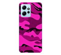 Coque en silicone imprimée compatible Xiaomi Redmi Note 12 4G Camouflage rose