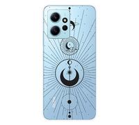 Coque en silicone imprimée compatible Xiaomi Redmi Note 12 4G Cercles de Lune