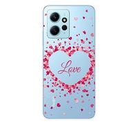 Coque en silicone imprimée compatible Xiaomi Redmi Note 12 4G Confettis de Coeurs Love
