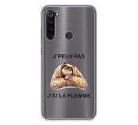 Coque en silicone imprimée compatible Xiaomi Redmi Note 8 J'peux pas j'ai la flemme