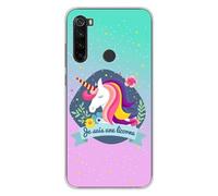 Coque en silicone imprimée compatible Xiaomi Redmi Note 8T Je suis une licorne