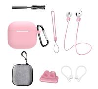 Coque en silicone pour AirPods 4e génération - Kit 8 en 1 pour AirPods 4 - Coque de protection 2024 pour AirPods 4 avec corde anti-perte/corde de suspension (rose)