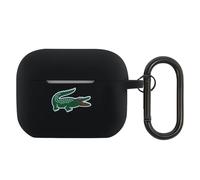 Lacoste Étui pour AirPods Pro 2 LCAP2SLOK - Silicone, logo crocodile avec mousqueton - Noir