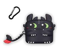 Coque en silicone pour Airpods Pro 2 Gen: AIYAAIYA 3D Cartoon Dragon Evil Creative Appearance Kawaii Étanche Antichoc pour Airpod Wireless Earset Charging Box Étui de protection avec porte-clés (Noir)