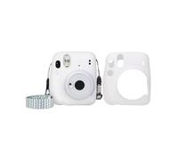 Coque en silicone pour appareil photo Fujifilm Instax Mini 11 - Coque de protection souple avec découpes précises et ajustement parfait - Design humanisé, couleur unie, blanc, massif, Coque en