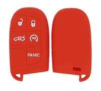 Coque en silicone pour clé intelligente Dodge Chrysler à 5 boutons avec design discret et stabilité du matériau pour une assurance fonctionnelle continue (rouge)
