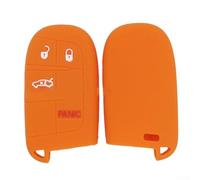 Coque en silicone pour clé intelligente Dodge Chrysler à 5 boutons avec design discret et stabilité du matériau pour une assurance fonctionnelle continue (orange)