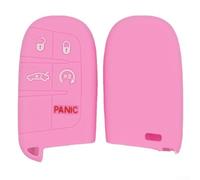 Coque en silicone pour clé intelligente Dodge Chrysler à 5 boutons avec design discret et stabilité du matériau pour une assurance fonctionnelle continue (rose)