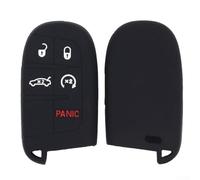 Coque en silicone pour clé intelligente Dodge Chrysler à 5 boutons conçue pour une accessibilité complète aux boutons et une durée de vie prolongée à distance dans le cadre d'un usage quotidien (noir)