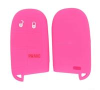 Coque en silicone pour clé intelligente Dodge Chrysler à 5 boutons conçue pour une accessibilité complète aux boutons et une durée de vie prolongée à distance dans le cadre d'un usage quotidien (rose