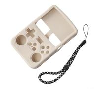 Coque en silicone pour console de jeu R36S résistante aux chocs et lavable, coque flexible avec cordon pour un transport facile (blanc)