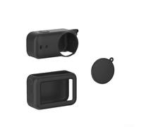 Coque en silicone pour DJI Osmo pour caméra d'action Nano, coque de protection souple avec bouchon d'objectif anti-rayures, ensemble d'accessoires noir gris (noir)