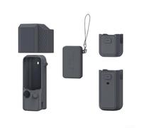 Coque en silicone pour DJI pour Osmo Pocket 4 Pro - Protection intégrale avec capuchon d'objectif antidérapant - Noir (gris foncé)