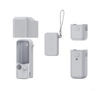 Coque en silicone pour DJI pour Osmo Pocket 4 Pro - Protection intégrale avec capuchon d'objectif antidérapant - Noir (gris clair)