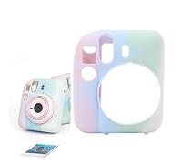 Coque en Silicone pour Instax Mini 12, étui de en Silicone pour Appareil Photo, Coque Souple pour Instax Mini 12 (Rose Clair Violet Bleu Vert Blanc)