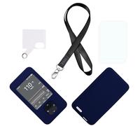 Coque en silicone pour récepteur Dexcom G7 et G6 avec cordon, cordon de serrage, film protecteur d'écran Bleu