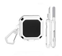 Coque en silicone pour Samsung Galaxy Buds 4 et Buds 4 Pro avec cordon porte-clés - Housse de protection antichoc - Kit de nettoyage - Noir (blanc + stylo de nettoyage)