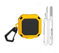 Coque en silicone pour Samsung Galaxy Buds 4 Pro avec verrou - Housse antichoc et kit de nettoyage - Accessoire porte-clés pour homme et femme - Noir, blanc, jaune, orange, bleu - 6,5 x 5,5 x 2 cm