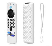 Coque en silicone pour télécommande Fire TV 4K avec caractéristiques résistantes aux chocs et antidérapantes, coque de protection légère, prise en main sûre et accès aux boutons (blanc)