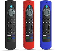 Coque en silicone pour télécommande Fire TV Stick 4K+ Max 2e génération 2023 Toshiba/Insignia Smart TV ¿ Housse antidérapante avec cordon de serrage (rouge + menthe)