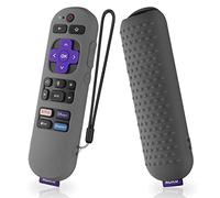 Coque en silicone pour télécommande vocale Roku Express 4K+ RCA10R, Roku RC-GZ1 Roku Streaming Stick 4K avec cordon (gris foncé)