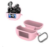 Coque en silicone pour TOZO NC20 Pro/NC20 avec mousqueton, protection complète antichoc en silicone souple pour écouteurs TOZO NC20 Pro/NC20 (rose)