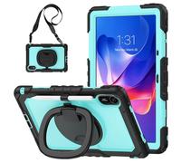Coque en silicone pour Xiaomi Redmi Pad 2 11" 2025 avec protecteur d'écran, coque de protection intégrale robuste avec poignée rotative (PC bleu clair)