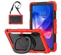 Coque en silicone pour Xiaomi Redmi Pad 2 11" 2025 avec protecteur d'écran, coque de protection intégrale robuste et poignée rotative (rouge)