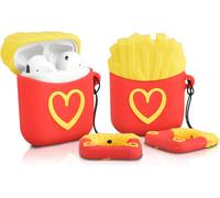 Coque en Silicone Protecteur pour Airpods 1&2, Boite Housse Douce en Silicone Étui de Protection Mignon Souple Airpod avec Porte-clés - Pommes Frites