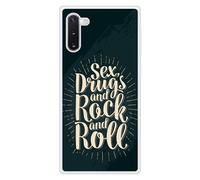 Coque en silicone renforcé imprimée compatible Samsung Galaxy Note 10 Sex and rock and roll