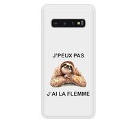 Coque en silicone renforcé imprimée compatible Samsung Galaxy S10 J'peux pas j'ai la flemme