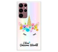 Coque en silicone renforcé imprimée compatible Samsung Galaxy S22 Ultra Unicorn World