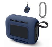 Coque en silicone souple pour haut-parleur JBL Go 5 - Housse de protection antichoc avec crochet - Grip antidérapant pour voyage et randonnée - Housse légère bleue (bleu foncé)