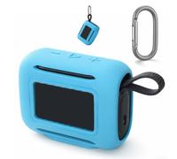 Coque en silicone souple pour haut-parleur JBL Go 5 - Housse de protection antichoc avec crochet - Grip antidérapant pour voyage et randonnée - Manchon bleu léger (bleu)