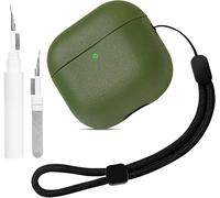 Coque en TPU Compatible avec AirPods 4 génération avec kit de Nettoyage, étui de Protection avec Airpods 4 avec dragonne, Design Tactile Cuir, Support pour Le Chargement sans Fil [Vert Clair]