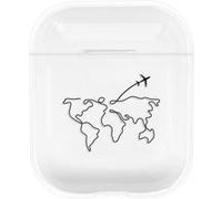 Coque en TPU impression de peinture noire transparente avec chargement sans fil carte pour votre Apple AirPods (2019)/(2016) G