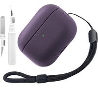 Coque en TPU pour AirPods Pro 2ème génération avec kit de Nettoyage, Coque de Protection pour Apple Airpods Pro 2 avec dragonne, Design Tactile en Cuir pour Airpods Pro 2 (Violet)