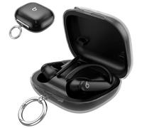 Coque en TPU pour Beats Powerbeats Pro 2 avec porte-clés, coque de protection anti-perte et antichoc pour Powerbeats Pro2 2025, durable et accès facile pour homme/femme (noir transparent)