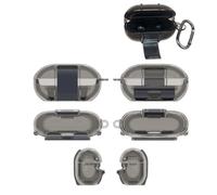 Coque en TPU pour écouteurs compatible avec Beats Solo Buds, housse de protection étanche avec mousqueton (gris transparent)