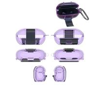 Coque en TPU pour écouteurs compatible avec Beats Solo Buds, housse de protection étanche avec mousqueton (violet transparent)