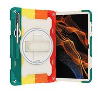 Coque en TPU résistante aux chocs compatible avec Samsung Galaxy Tab S10 Ultra 14,6" 2024 SM-X920, housse de protection robuste anti-chute pour enfants avec dragonne pivotante à 360° et bandoulière