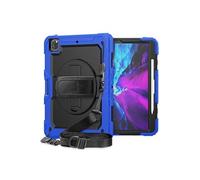 Coque en TPU + Silicone avec sangle de maintien intégrée béquille pivotante à 360° et bandoulière bleu pour votre Apple iPad Pro 12.9 pouces (2020)